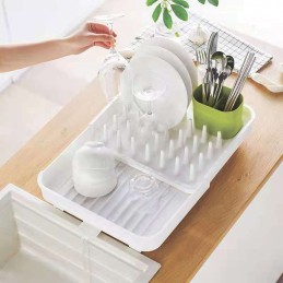 Раздвижная сушилка для посуды и кухонных принадлежностей с сливом, сушилка-органайзер ANGO ANGO
