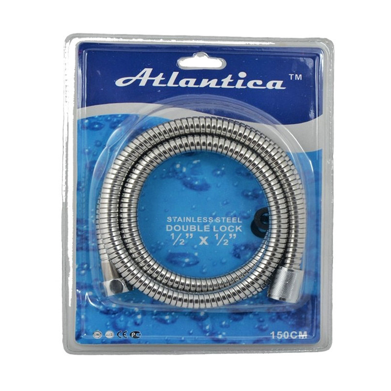 Шланг для душу Ango Atlantica гайка 1/2 дюйма 150 см подвійне обплетення нержавіюча сталь Шланг для душу Ango Atlantica гайка 1/2 дюйма 150 см подвійне обплетення нержавіюча сталь