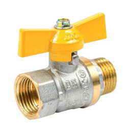 Кран кульовий Valve J.G. 1/2'' зовнішнє внутрішнє різьблення жовтий метелик латунь 59