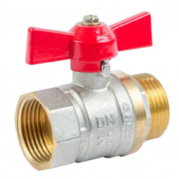 Кран шаровый Valve J.G. 1/2'' наружная внутренняя резьба красная бабочка латунь 59