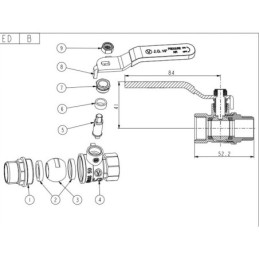 Кран шаровый 1/2'' нв жр (газовый) Valve JG BRAS 59