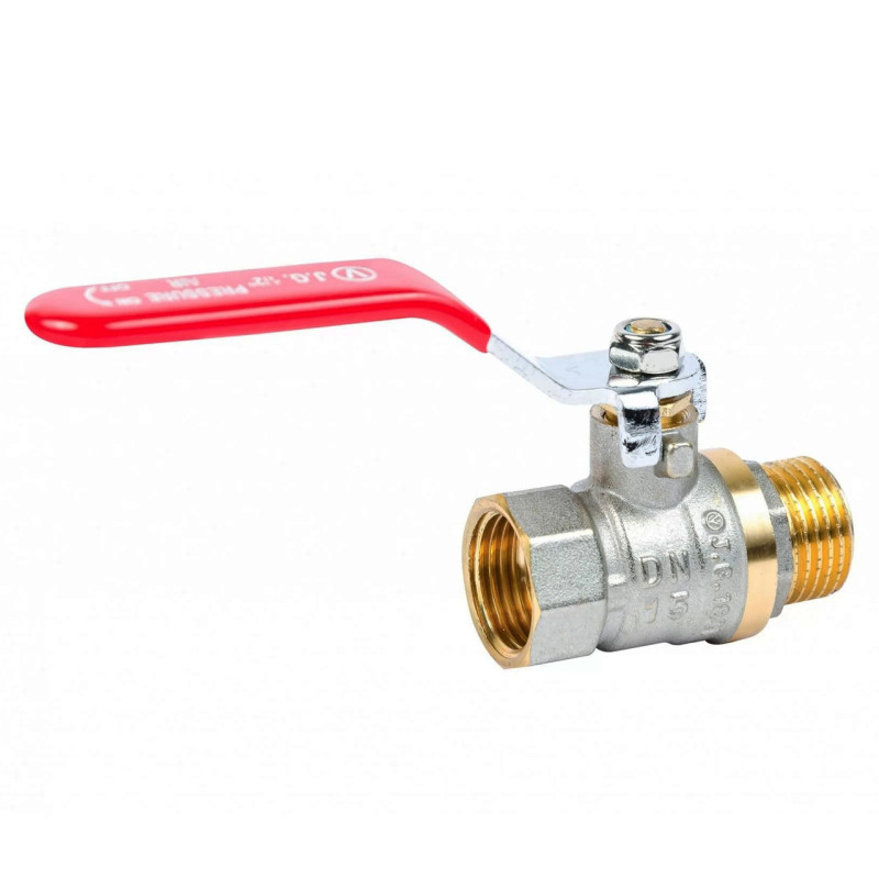 Кран кульовий Valve J.G. 1/2'' зовнішнє внутрішнє різьблення червона ручка латунь 59