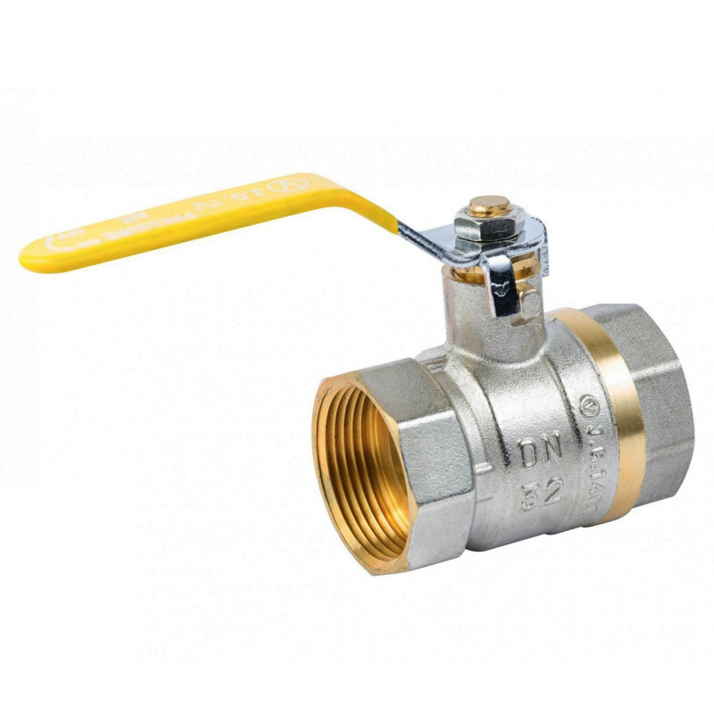 Кран кульовий Valve J.G. 1 1/4'' внутрішнє внутрішнє різьблення жовта ручка латунь 59