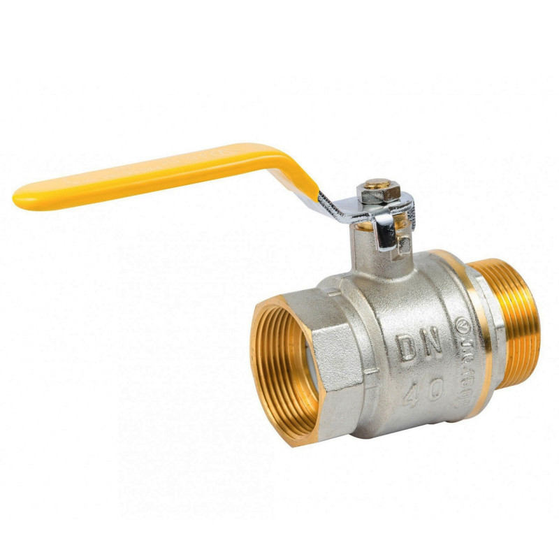 Кран кульовий Valve J.G. 1 1/2'' зовнішнє внутрішнє різьблення жовта ручка латунь 59
