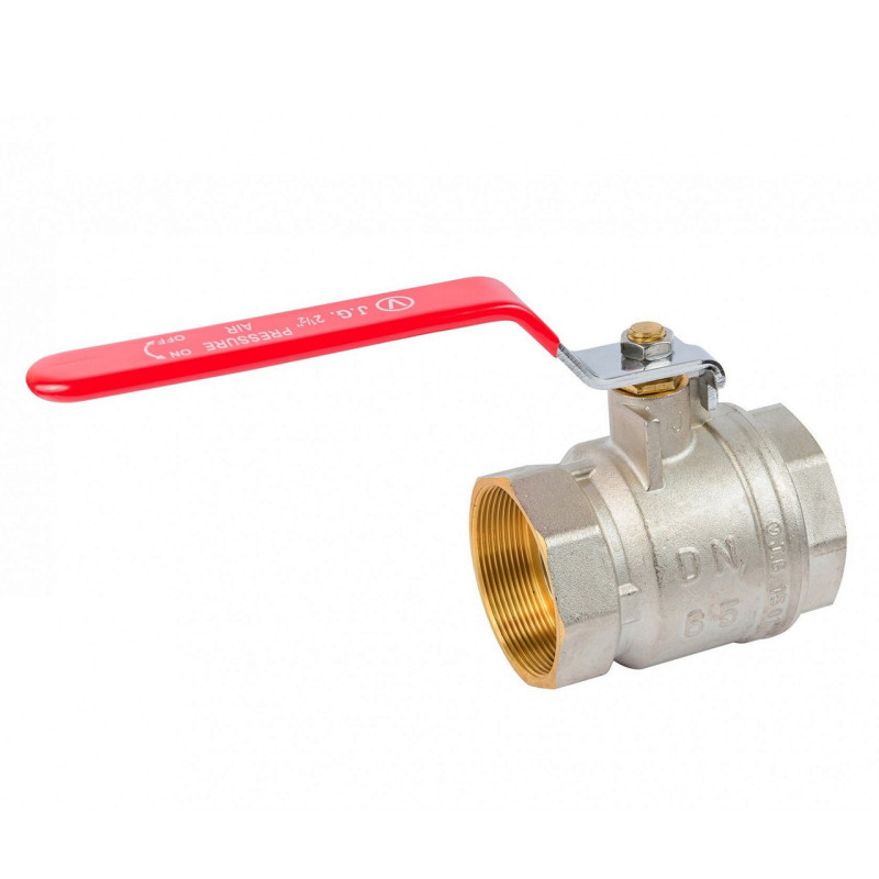 Кран кульовий Valve J.G. 2 1/2'' внутрішнє внутрішнє різьблення червона ручка латунь 59