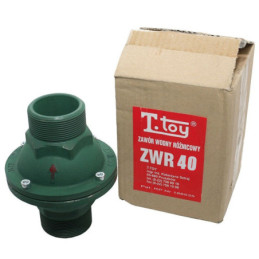 Зворотний клапан для опалення Польща T.Toy ZWR 40 мм 1 1/2 дюйма з гумовою кулькою чавунний зелений