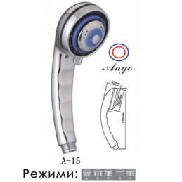 Лійка для ручного душу Ango А15 1/2 дюйми ABS пластик хром 5 режимів