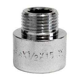 Переходник для труб Valve J.G. 3/8 х 1/2 внутренняя наружная резьба латунь хромированный