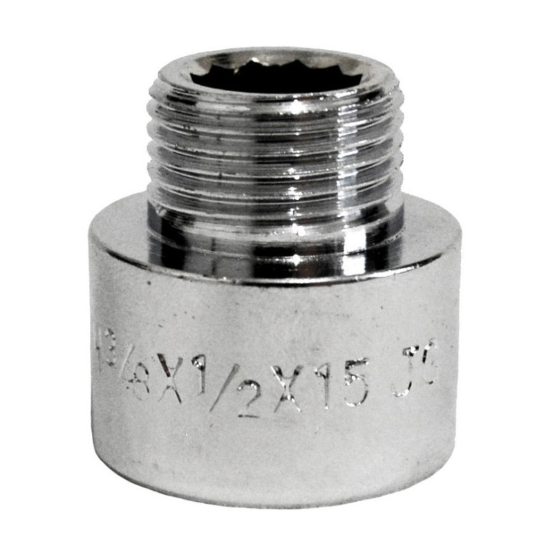 Переходник для труб Valve J.G. 3/8 х 1/2 внутренняя наружная резьба латунь хромированный