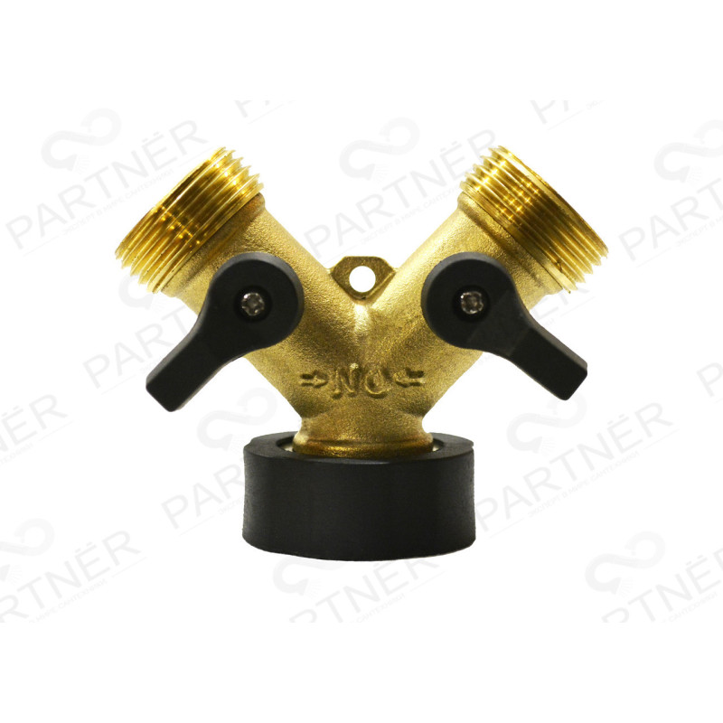 Кран розподільник на 2 виходи для поливу Valve J.G. QC-19 різьблення 3/4 х 3/4 з накидною гайкою