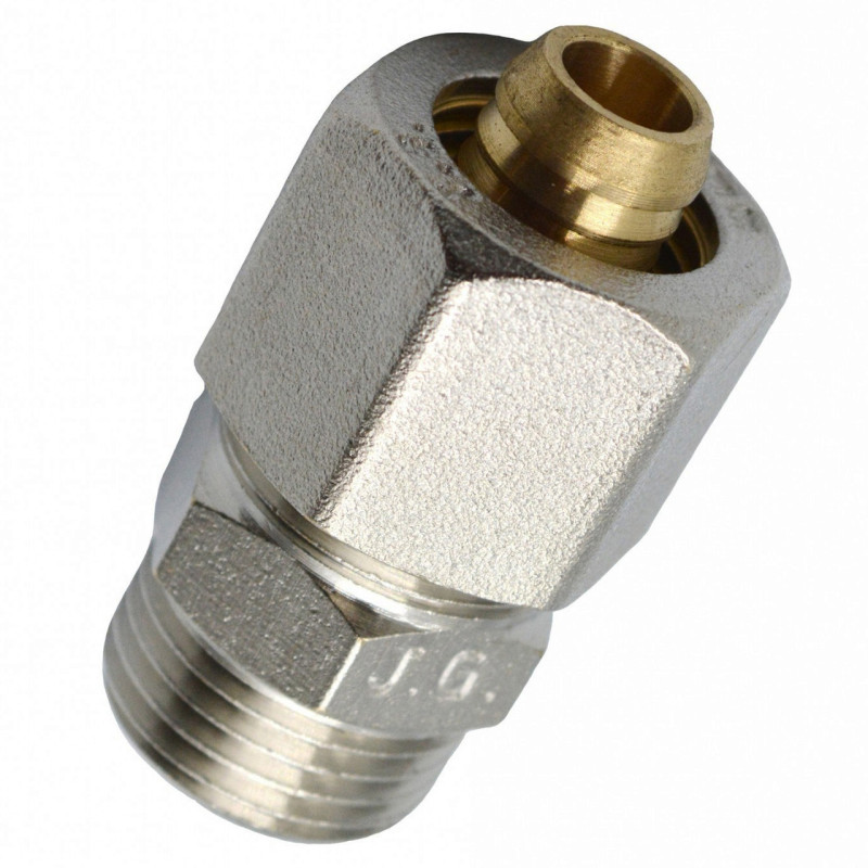 Згін американка прямий для металопластикових труб Valve J.G. Professional 16 х 1/2 зовнішнє різьблення розбірний латунний