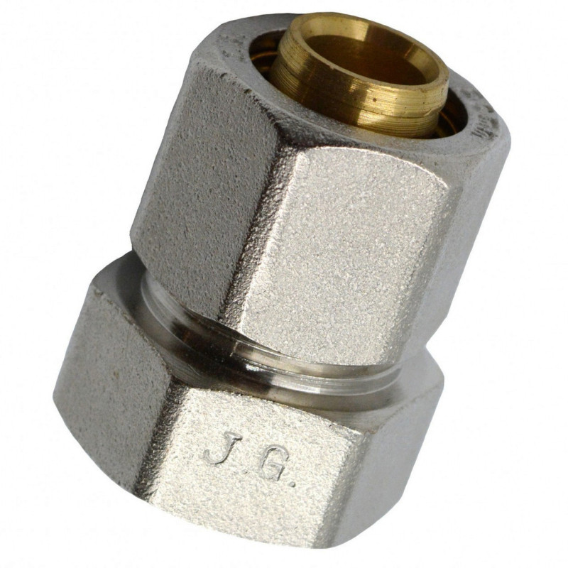 Згін американка прямий для металопластикових труб Valve J.G. Professional 16 х 3/4 внутрішнє різьблення розбірний латунний