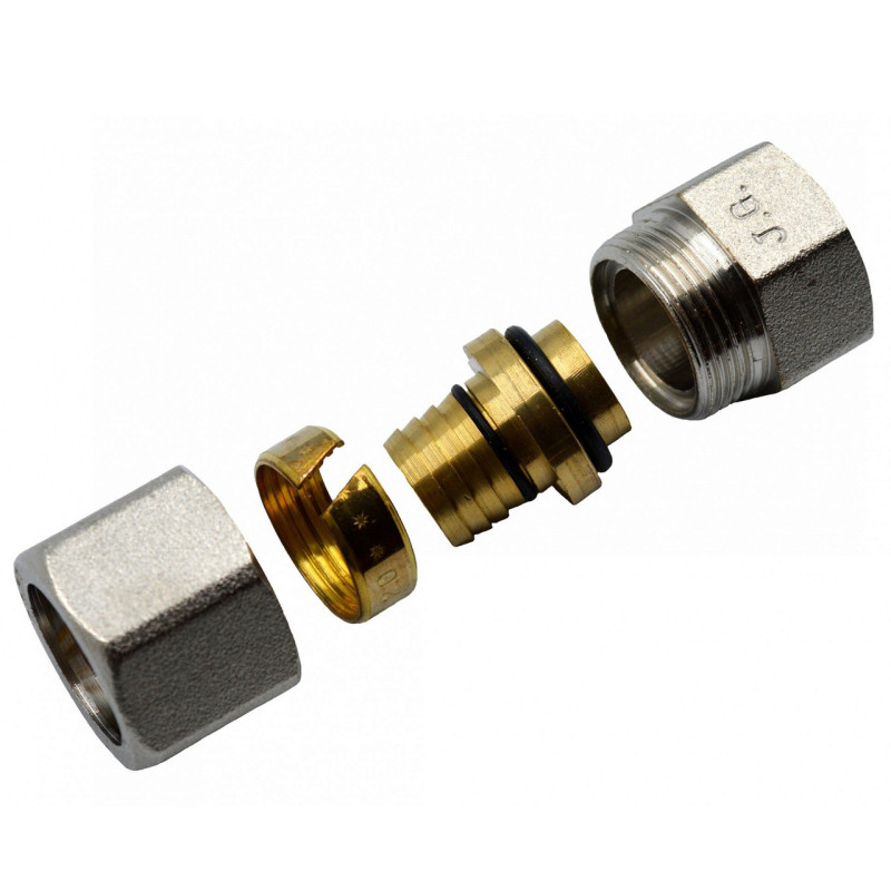 Згін американка прямий для металопластикових труб Valve J.G. Professional 20 х 1/2 внутрішнє різьблення розбірний латунний