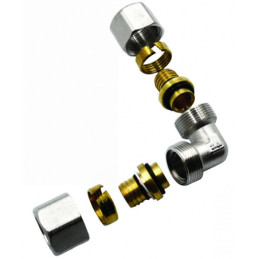 Сгон американка угловой для металлопластиковых труб Valve J.G. Professional 16 х 16 разборной латунь