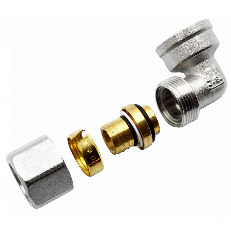 Згін американка кутовий для металопластикових труб Valve J.G. Professional 20 х 1/2 внутрішнє різьблення розбірний латунь