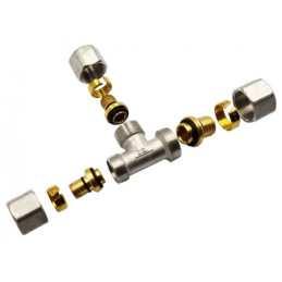 Сгон американка тройник для металлопластиковых труб Valve J.G. Professional 16 х 16 х 16 разборной латунь