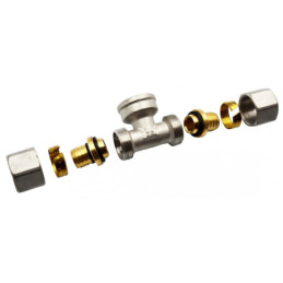 Сгон американка тройник для металлопластиковых труб Valve J.G. Professional 16 х 1/2 х 16 разборной латунь