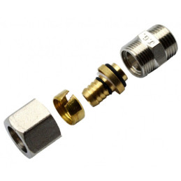 Згін американка прямий для металопластикових труб Valve J.G. Professional 16 х 3/4 зовнішнє різьблення розбірний латунний