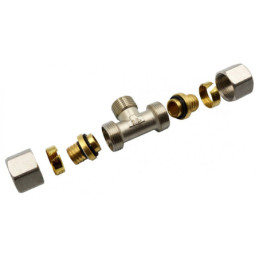 Згін американка трійник для металопластикових труб Valve J.G. Professional 20 х 3/4 х 20 зовнішнє різьблення розбірний латунь