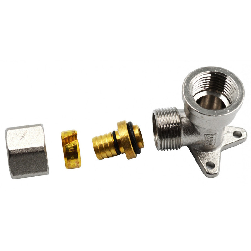 Згін американка кутовий монтажний для металопластикових труб Valve J.G. Professional 16 х 1/2 розбірний латунь