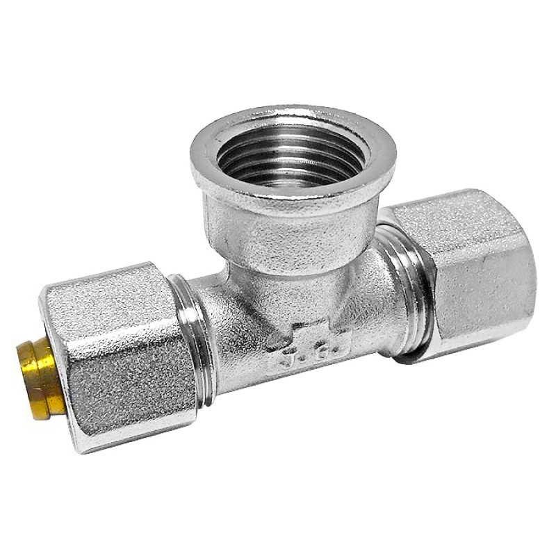 Сгон американка тройник для металлопластиковых труб Valve J.G. Professional 16 х 1/2 х 16 разборной латунь