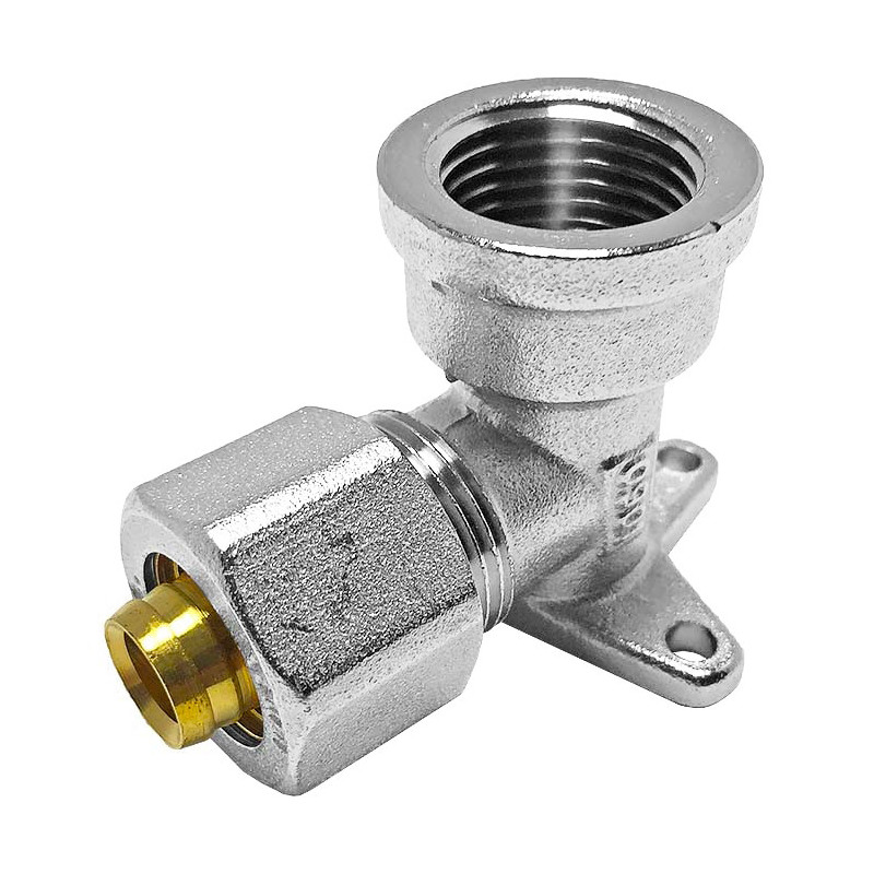 Згін американка кутовий монтажний для металопластикових труб Valve J.G. АВ 16 х 1/2 з проточкою латунь