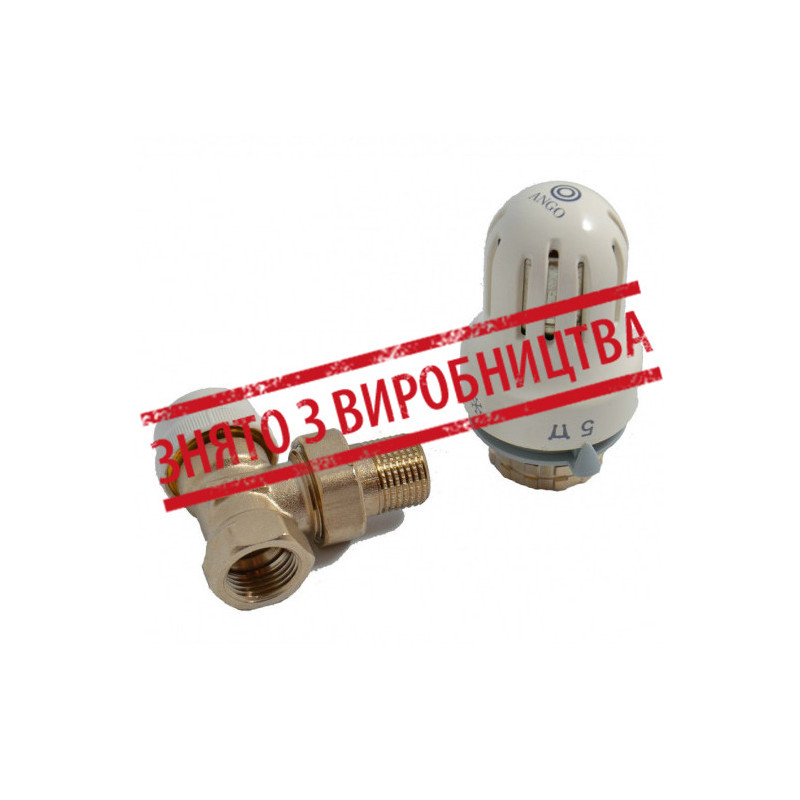 Кран радиаторный с накидной гайкой 1/2 угловой c термоголовкой(комплект) ANGO(7120)