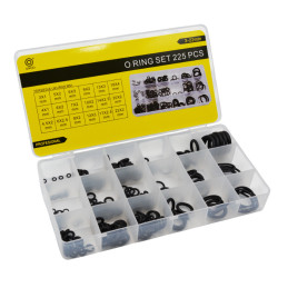 Набор резиновых прокладок термостойких колец Ango 3-22 мм набор в пластиковом боксе 225 штук